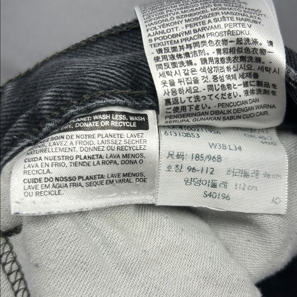 Levi's 505 Mens Regular Fit Straight Leg Jeans Faded Black Denim W38 L34 - Picture 4 of 7
